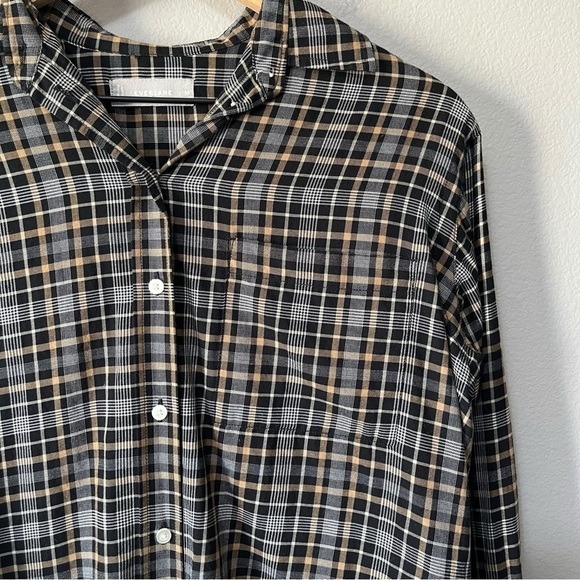 Everlane Women's Size 00 Lightweight Flannel Oversized Button Down Shirt Plaid - Picture 8 of 13